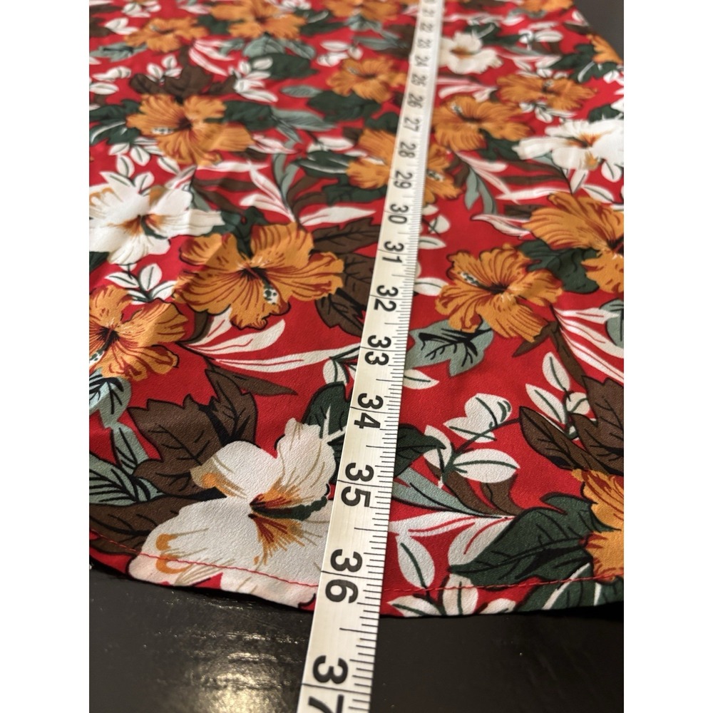 Emery Rose Dress Women's M Red Floral Tunic Short Sleeve - Picture 12 of 16
